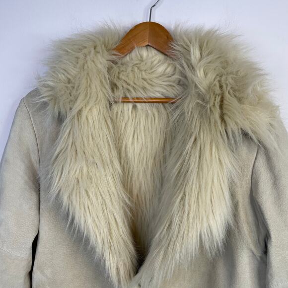Y2K Cami Long Suede Leather Faux Fur Penny Lane Boho Glam Jacket Coat Womens XL - Picture 3 of 17